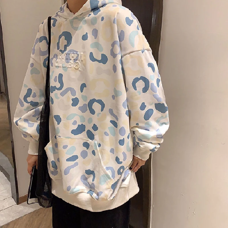 

Korean style college style loose Harajuku hoodie women's wild couple plus velvet thick coat sweatshirt oversized clothing