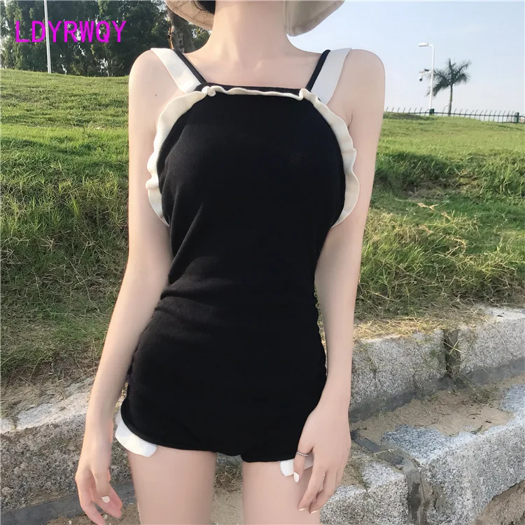 Корейский новый однотонный купальник-бикини с деревянными краями и сексуальной открытой спиной в стиле лотоса.