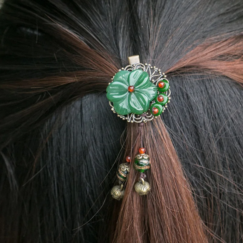Винтажное глазированное стекло цветок этнический китайский стиль заколка для