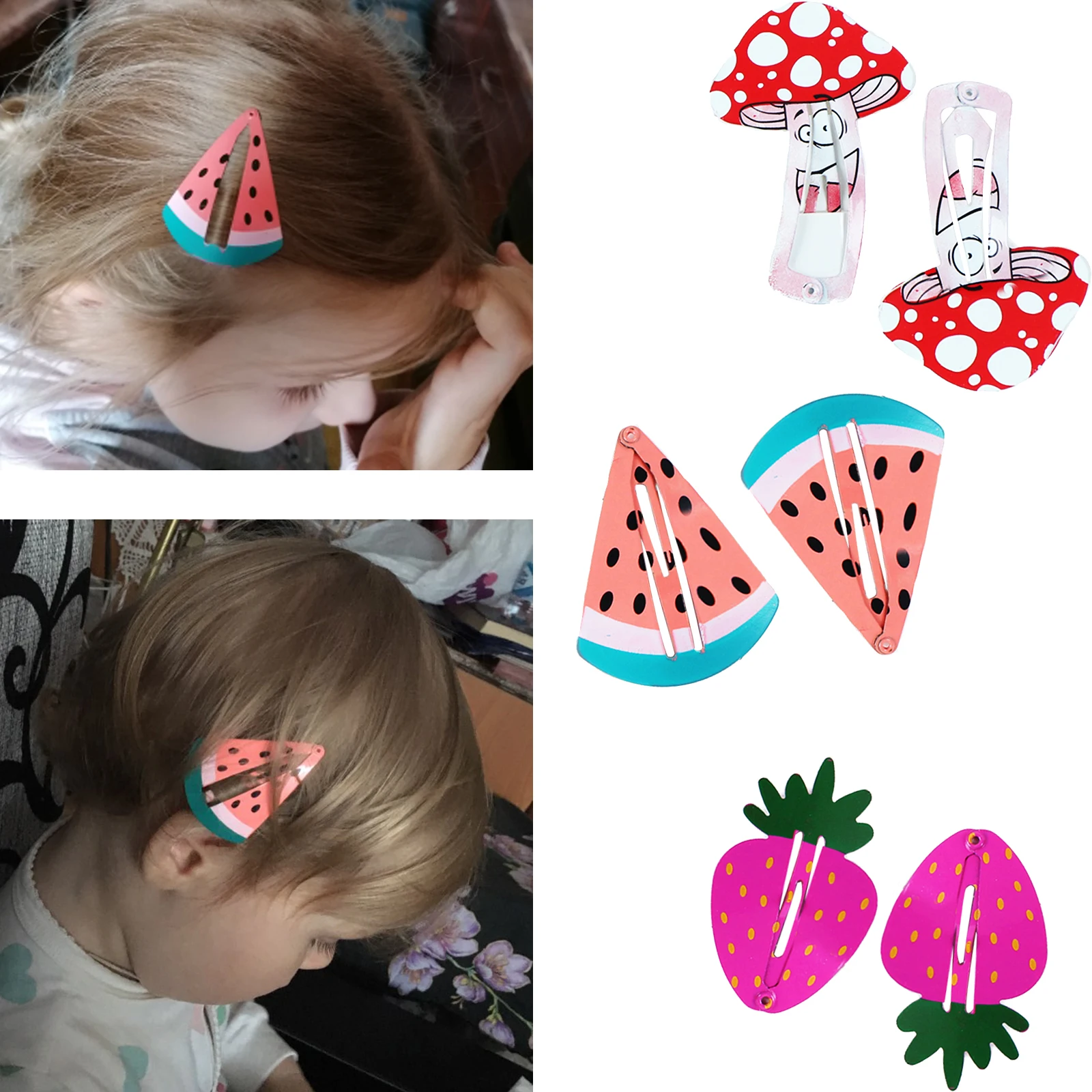 Милая девочка 6 шт. милые детские заколки милый мультфильм клубника арбуз гриб