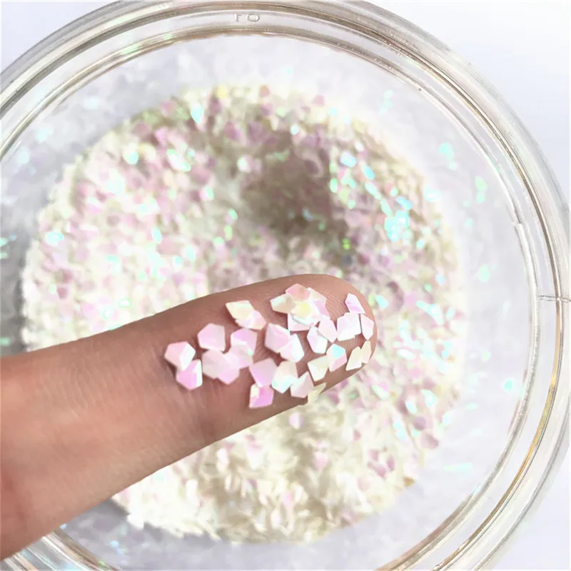 Белые 3 мм 3D блестки в форме алмазов ультратонкие пайетки из ПЭТ россыпью