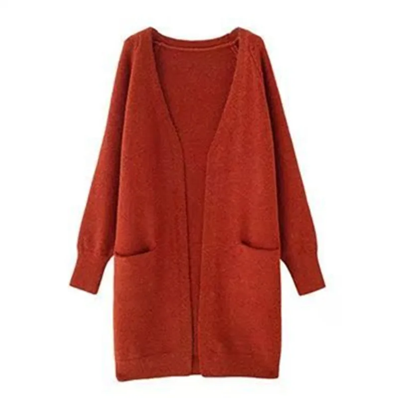 

Women's Cardigan Sweate Spring and Autumn New Solid Color V-neck Long Sleeve Top Long Harajuku Fashion Commuter Female Clothing