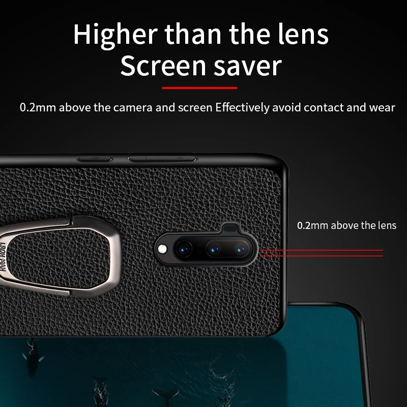 Оригинальный кожаный магнитный чехол для телефона с зернистой текстурой Oneplus 7T Pro