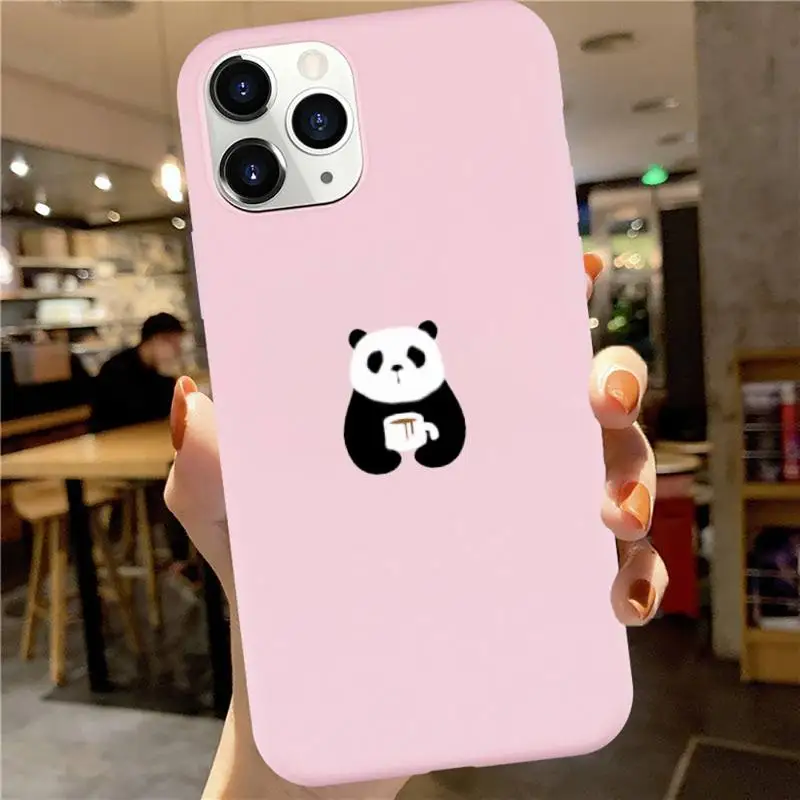 

cute animal panda high quality Phone Case funda funda Candy Color for iPhone 6 7 8 11 12 s mini pro X XS XR MAX Plus