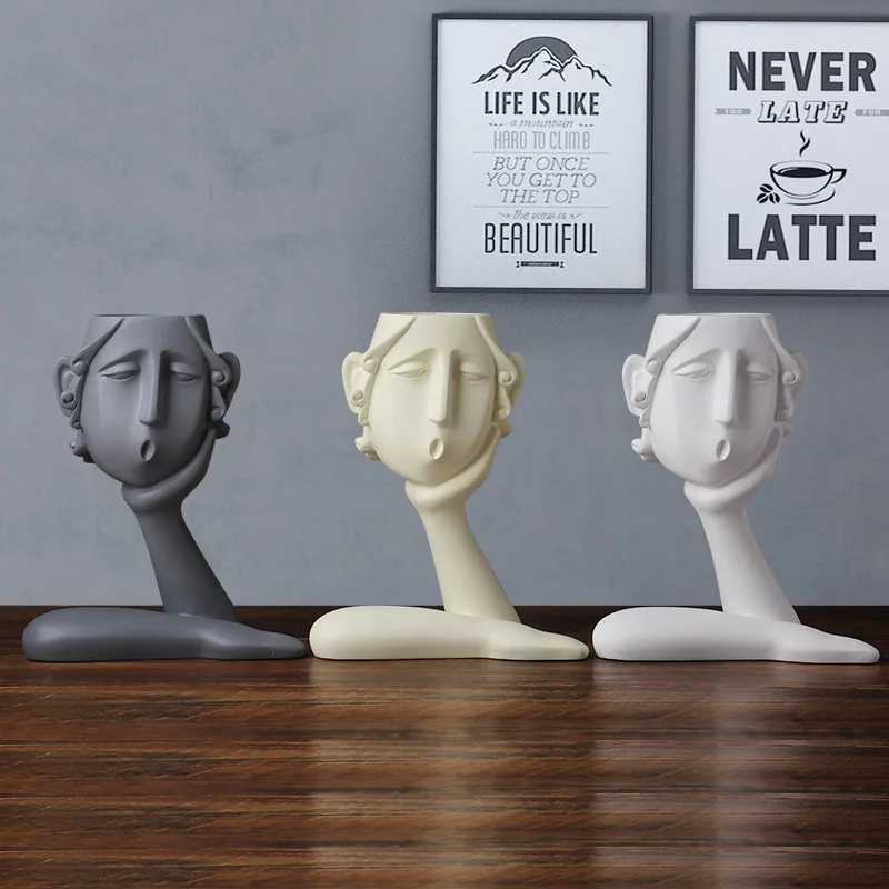 

Nordic Creative European Style Vase Decoration One-handed Cheek Art Decoration Home Creative Simple Soft Decoration