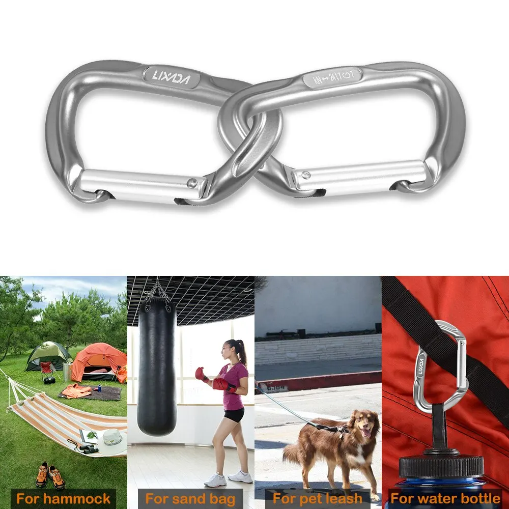 

Lixada 24KN Straight Gate Carabiner Non-locking Climbing Carabiner Hammocks Backpacking Key Nose Carabiner Outdoor Travel Kit