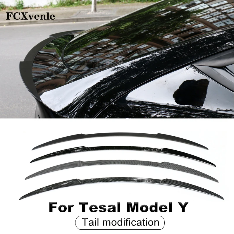 

Black Carbon Fiber ABS Sport Version Tail Wing Trunk Spoiler Exterior Decoration Modified Styling Accessories For Tesla Model Y