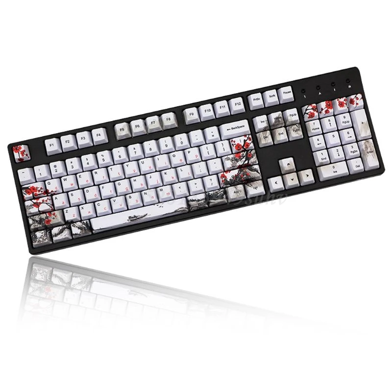 

Wangjiang Цветущая Слива PBT пятисторонняя красящая подставка 108 клавиш OEM профильная клавиатура колпачки для механической клавиатуры Diy