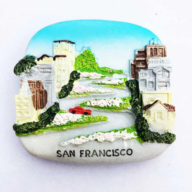 

QIQIPP U.S. San Francisco Nine Quhua Street Tourist Souvenir Magnetic Sticker Fridge Magnet