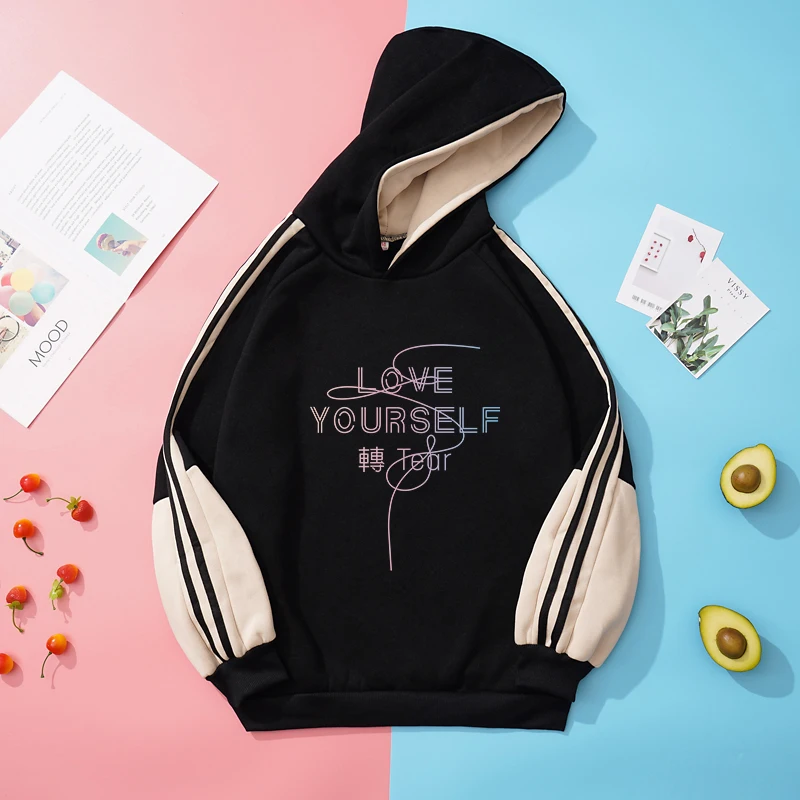 

Толстовка унисекс флисовая с надписью LOVE YOURSELF, в Корейском стиле