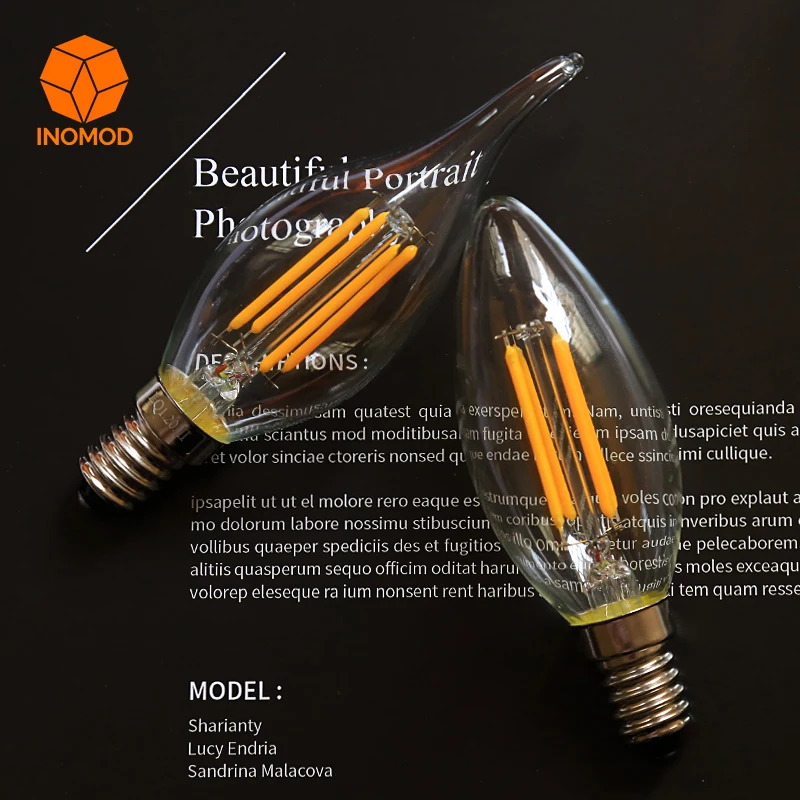 

Led Candle Bulb E14 Small Screw Mouth 4W Edison Pointed Bubble Pull Tail Crystal Chandelier Light Source Bright Tungsten Bulb