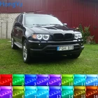 Для BMW E53 X5 2000 2001 2002 2003 Многоцветный комплект светодиодов глаза ангела RGB гало кольца дневного светильник дневные ходовые огни