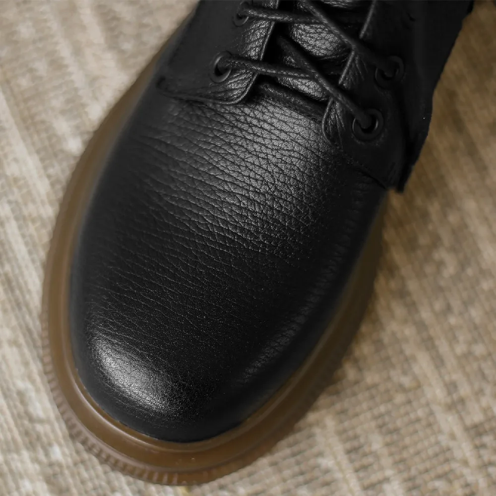 

Women's genuine leather thick sole platform flats autumn ankle boots round toe lace-up punk motorcycle boots short martin shoes