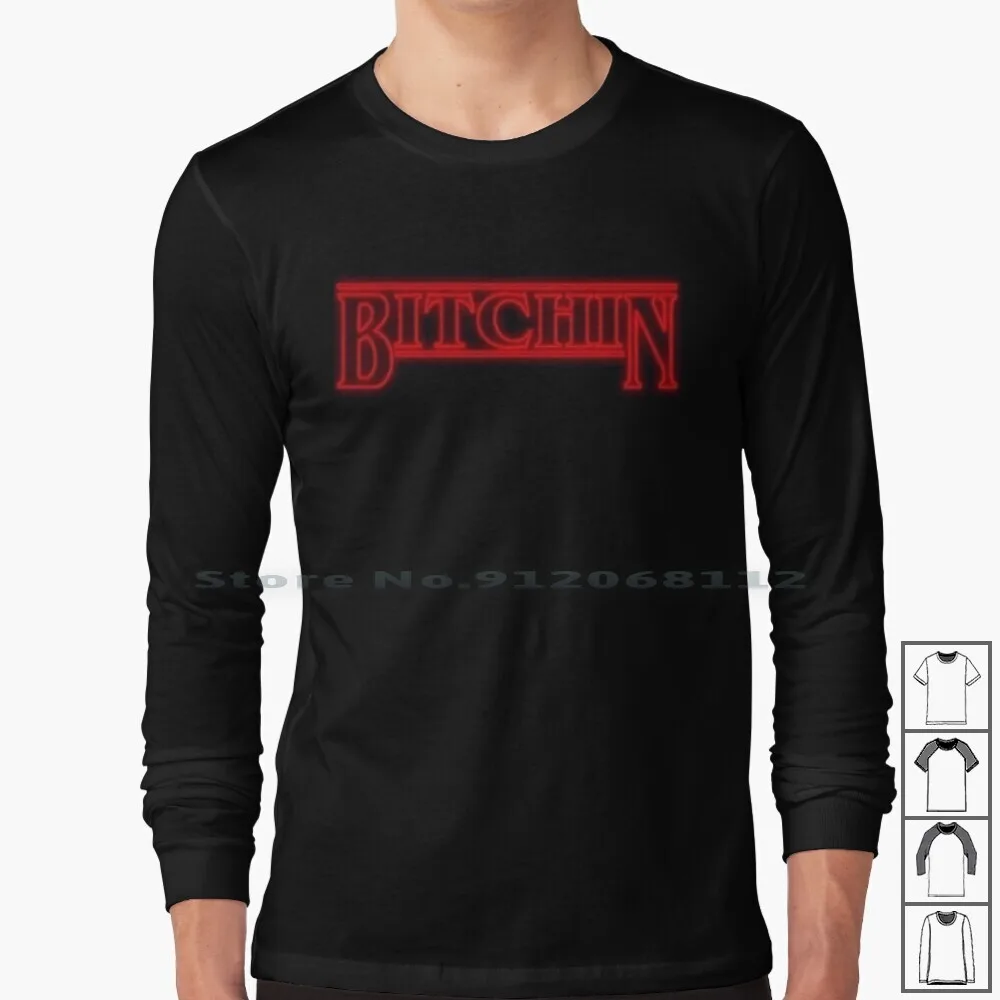 

Long Sleeve T Shirt Word Words Wordart Typography Retro Things Upsidedown Tv Netflix Quote Black Red Eleven