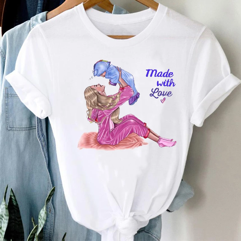 

T-shirts Women Spring Summer Boy Son Happy Cartoon Mom Mother Mama Clothes Stylish Tshirt Top Lady Print Girl Tee T-Shirt