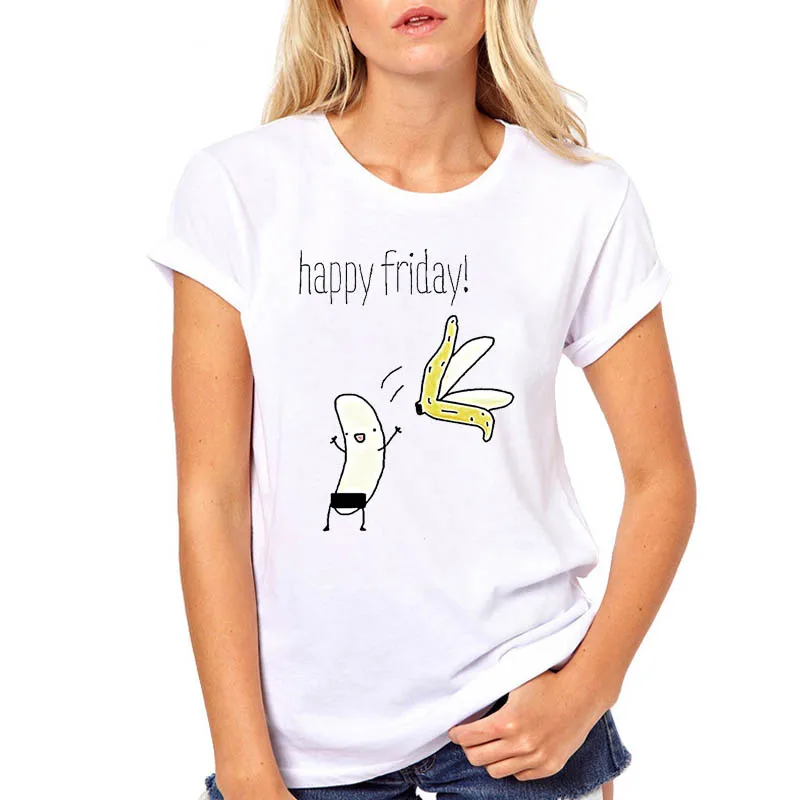 Женская одежда Happy Friday Banana забавная Милая футболка с принтом губ летняя женская