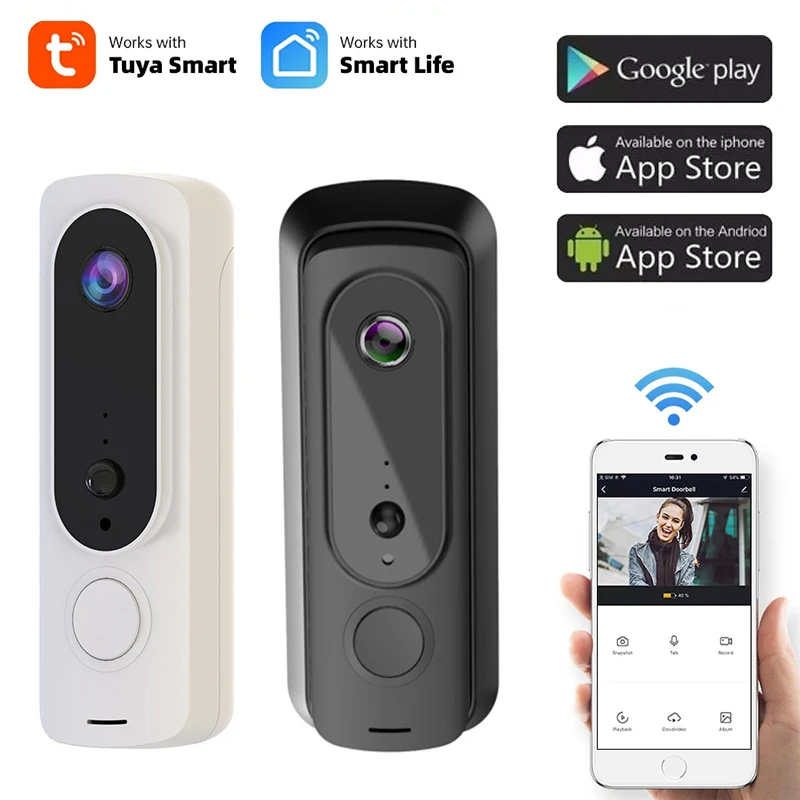 

Умный дверной звонок Tuya, Wi-Fi, 720P HD, ИК, ночное видение