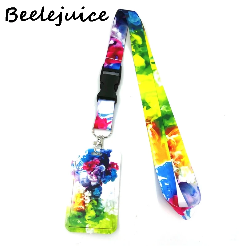 

12sets Colorful smoke Lanyard Badge Holder ID Card Lanyards Mobile Phone Rope Key Lanyard Neck Straps Keychain Key Ring