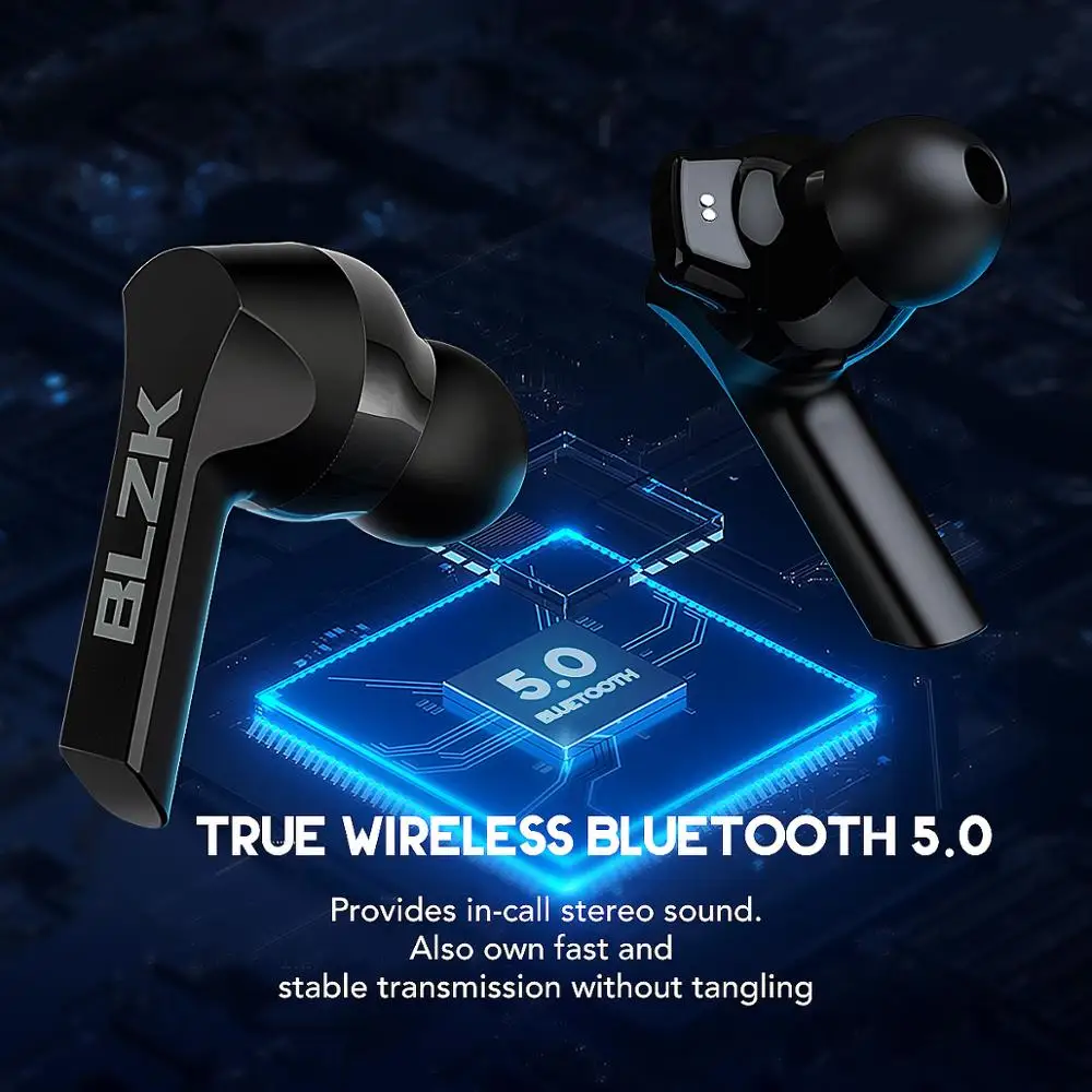 BLZK наушники вкладыши TWS Bluetooth 2200 мАч зарядным устройством Беспроводной 9D супер