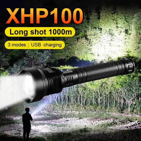 Мощный светодиодный фонарь XHP100, 600000 лм, 18650, тактический фонарик, перезаряжаемый, Usb, фонасветильник для охоты, XHP90, XHP50, светодиодный фонарь