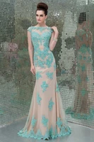 2018 new sexy formal beaded custom lace appliques cap short sleeves high neck mermaid backless prom mother of the bride dress