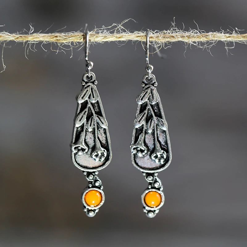 Изысканные Серьги-Подвески ручной работы с резными листьями винограда цветком