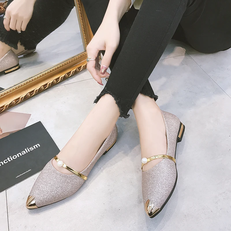 Spring 2020 Shallow Flat Casual Ballet Slip Flats Loafers Shoes Fastion for Women Solid Party Round Toe String Beat | Обувь