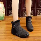 Женские теплые плюшевые ботинки, мягкая удобная женская обувь, водонепроницаемая прочная женская обувь, женские ботинки на молнии с круглым носком WJ021