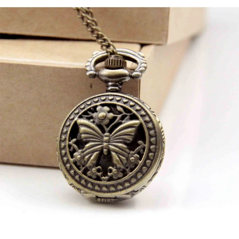 (3062)12pcs/lot Victorian Style Flower Butterfly pocket Watch Necklace pendant Dia 2.7cm | Pocket &amp Fob Watches