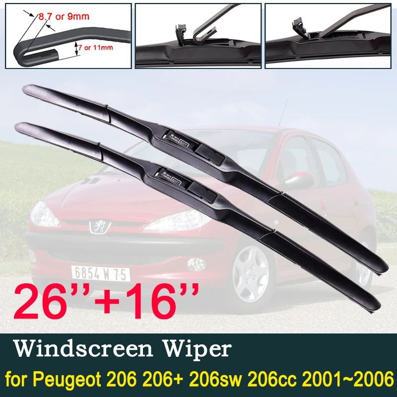 Для Peugeot 206 + 206sw 206cc 2001 ~ 2006 2002 2003 2004 2005 Дворники для лобового стекла автомобильные