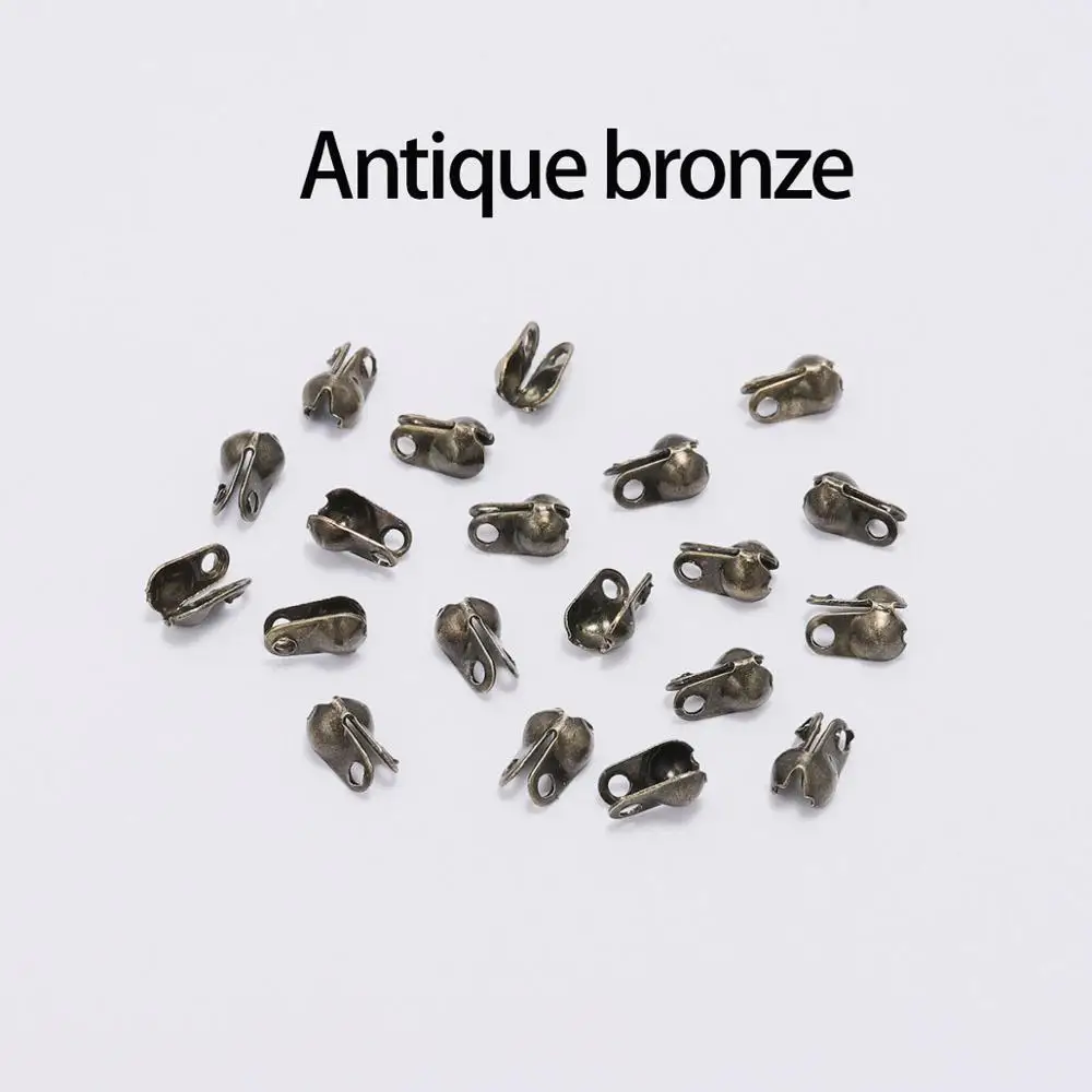 Antique Bronze 200 шт 1,5 2,4 3,2 мм серебристо-золотые медные бусины, бусины, подходят для шаровой цепи, застежка, разъемы для изготовления ювелирных изделий своими руками - Цвет: Antique Bronze