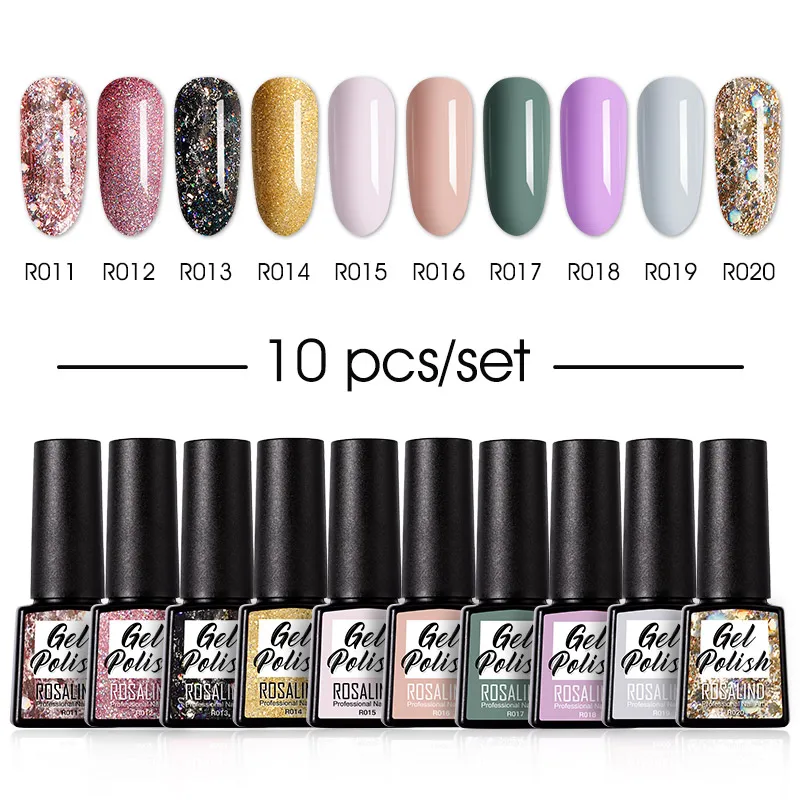 

ROSALIND Nail Gel Polish Semi Permanent Set UV Gel Manicure Art Design Base Top Coat Hybrid Varnishes Nail Polish Lacquer Kit