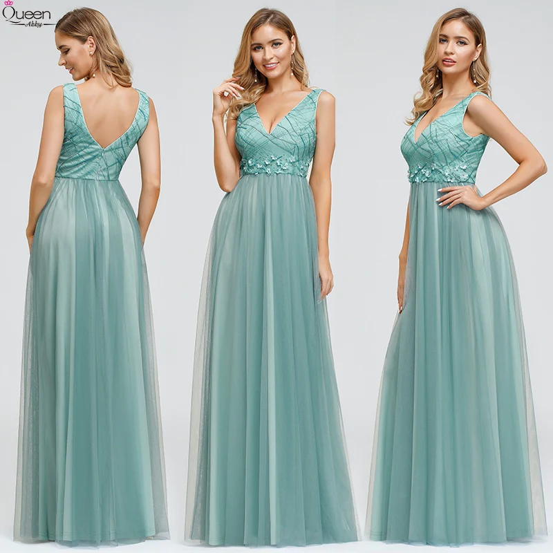 Элегантные вечерние платья длинные Королевский Эбби трапециевидные с глубоким