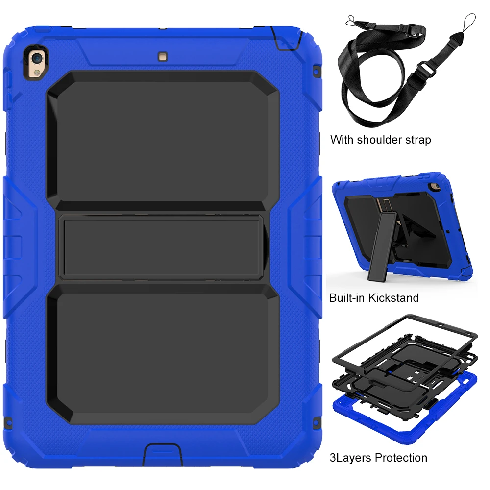 3 Kids Shockproof Case for iPad Air 3 Pro 10.5 Coque Three Layer Shockproof Rugged Case 360 Degree Hand Shoulder Strap Cover - Цвет: 3