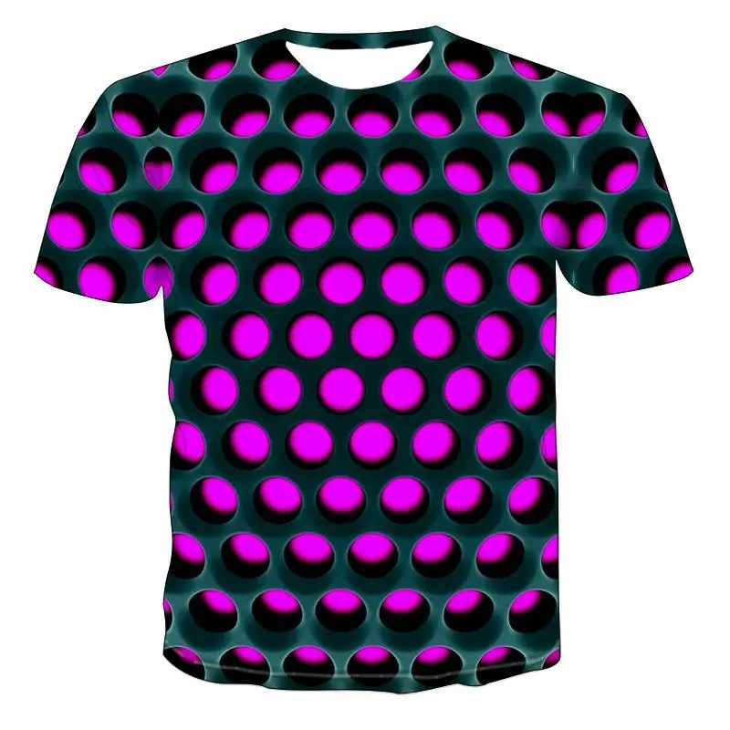 

Summer T-shirt Male Geometric 3d Three-dimensional Pattern Digital Printing Men's 3d T-shirt Male Short-sleeved Slim Round Neck
