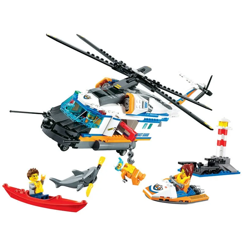 Helic&oacute;ptero de rescate pesado de la serie City 10754, rompecabezas ensamblado, bloques de construcci&oacute;n para ni&ntilde;os, regalos, 60166-0