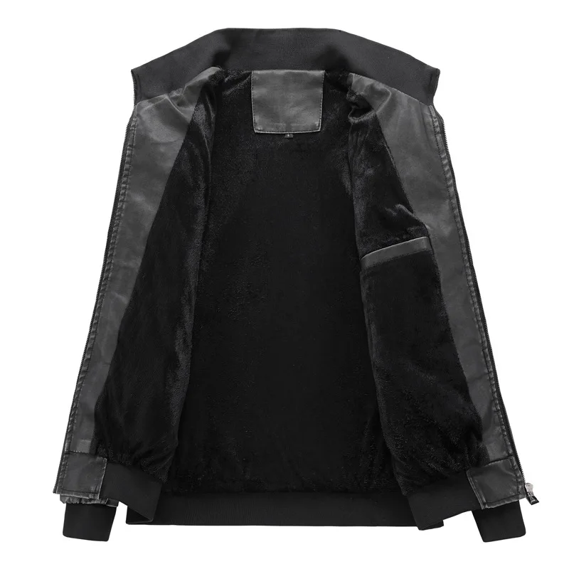 

Men's Casual Leather Jacket Autumn and Winter Stand Collar Large PU Leather Jacket, Multi Pocket Loose Jacket Leather Jacket