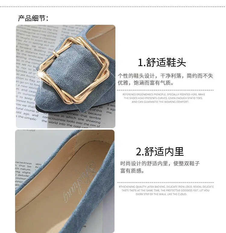 

2021 Spring Fashion Flat Shoes Women's Flat Heel Shoes Square Decoration Beautiful Design Size 35 to 40 HB0622-3080-E