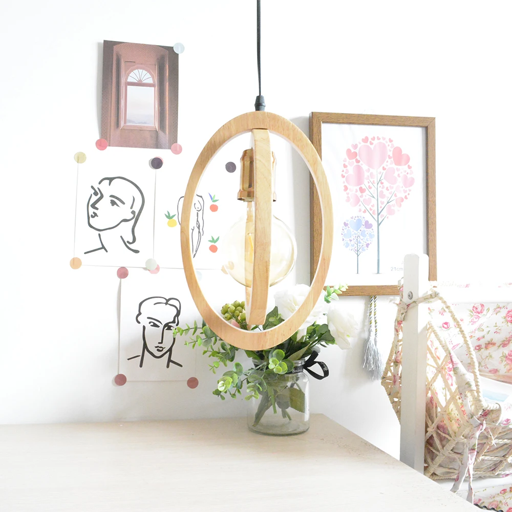 

new Korea wood chandelier lamp with Eye protecting bulb 1m wire adjustable wire and 360° Rotatable lampshade gift lamp
