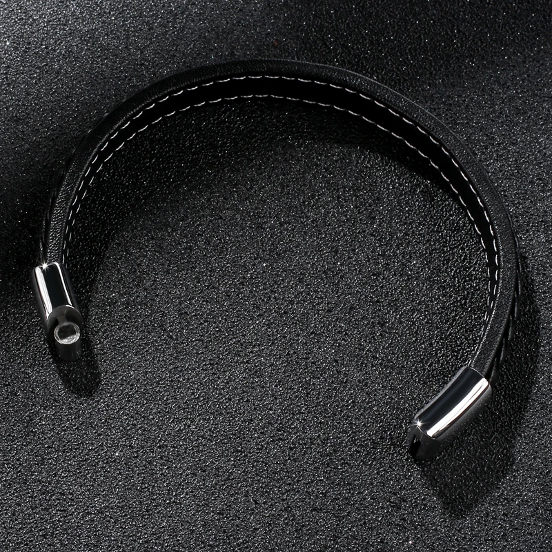 Мужской браслет из нержавеющей стали черные кожаные магнитные браслеты с