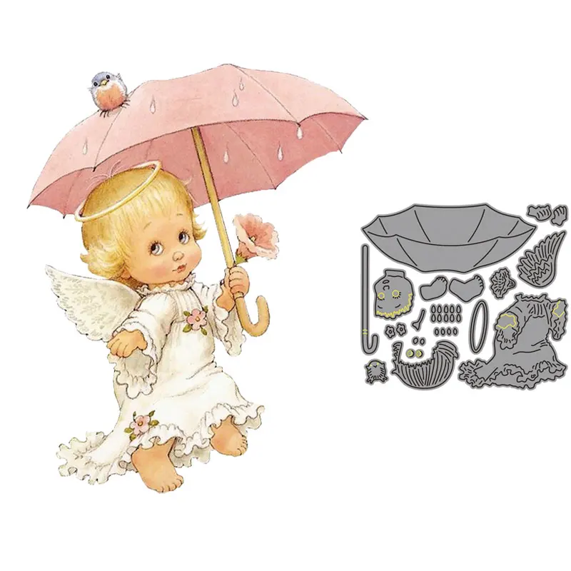 

metal cutting dies angle baby stencil lovely little girl umbrella mold diy dies scrapbooking interactive cards embossing deco