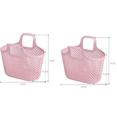 Pink В упаковке 2 патента модные пластиковые корзины для хранения с ручкой анти-ротанг корзина для покупок PE мягкий Пластик плетеная корзина - Цвет: Pink