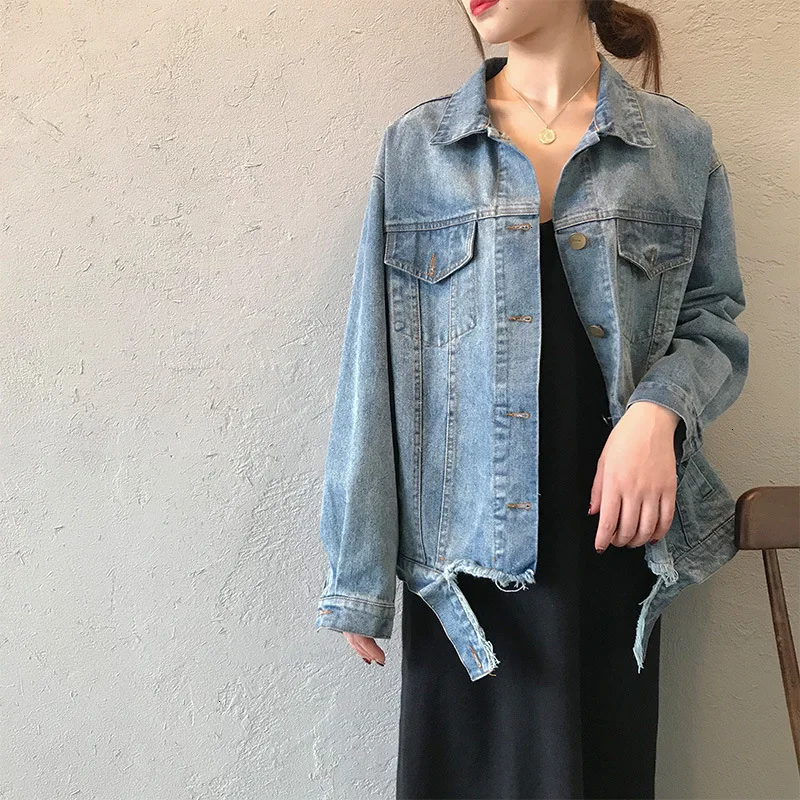 Новая коллекция синяя джинсовая куртка 2019 женская короткая куртка|Женские
