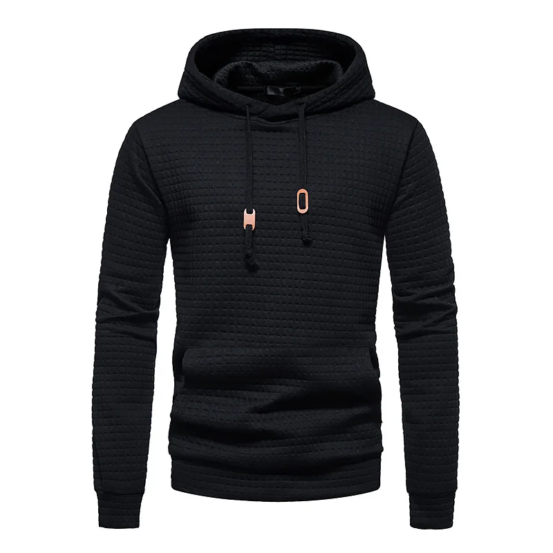 

PARKLEES Plaid Fabric Hooded Sweatshirt Fashion Thick Keep Warm Drawstring Hoodie Men Slim Fit Sportswear Tracksuit Men Clothing