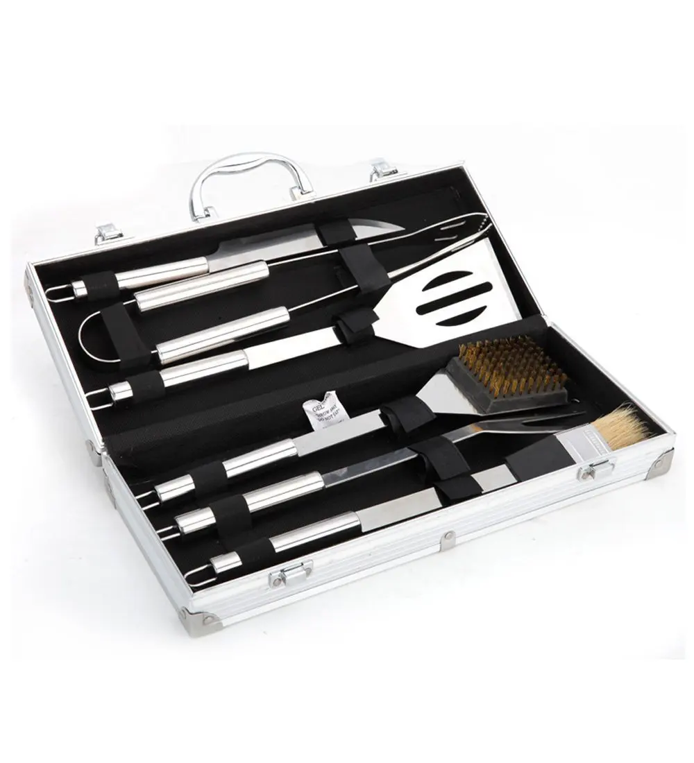

6-piece Stainless Steel Barbecue Tool Set Bbq Outdoor Barbecue Aluminum Box