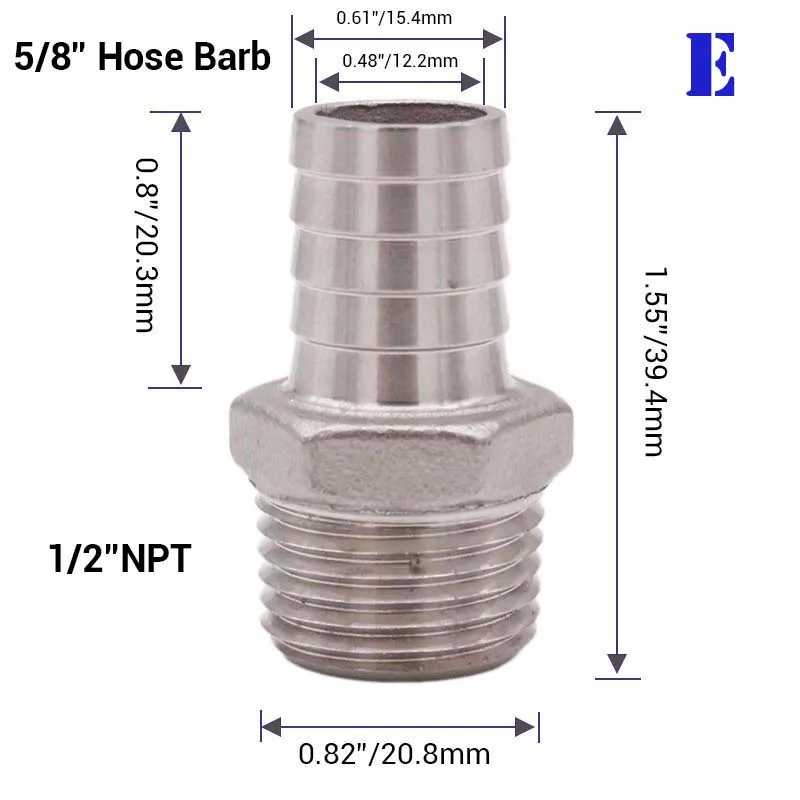 Homebrew пиво 1/" NPT шланг Barb 304 нержавеющая сталь пищевой пивной комплектующие для насоса фитинг