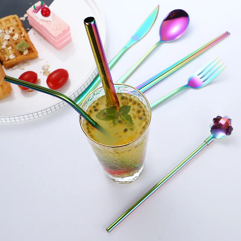 2019NEW Tableware 9PCS Stainless Steel Cutlery Set Chopsticks Fork Spoon Straw with Close Bag | Дом и сад
