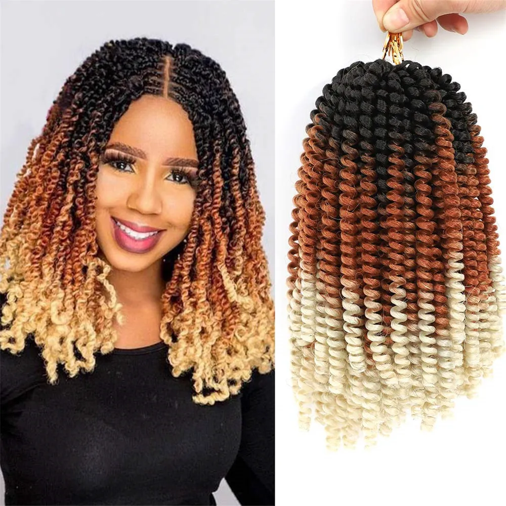 

Spring Twist Crochet Braiding Hair 8 Inch Ombre Twist Crochet Braids Ombre Colorful Synthetic wig ​Fluffy Hair Extensions