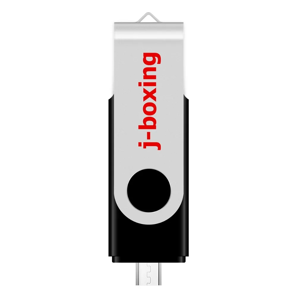 J-boxing OTG USB флэш-накопитель 64 ГБ 32 ГБ 16 ГБ 8 ГБ Микро-флеш-накопитель USB 2,0 памяти металлические поворотные диски для ПК Android телефонов черный