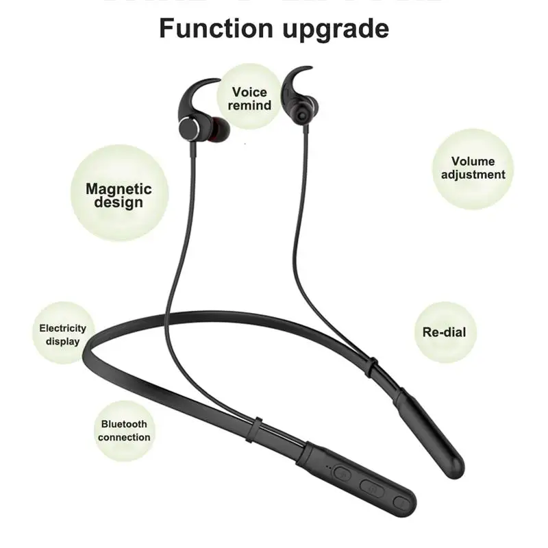 

H01 Bluetooth 5.0 Headphones Wireless Neck-hanging In-ear Magnetic Sport Headsets Stereo Earphones with Mic support phone calls